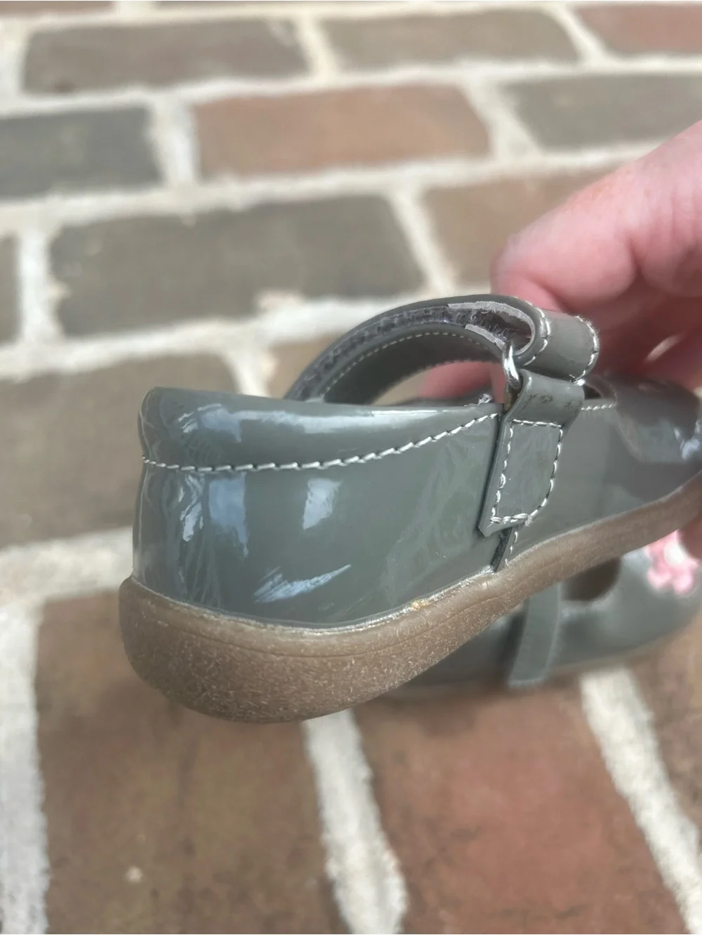 See Kai Run Grey Patent Mary Jane Shoes Flower Details 6